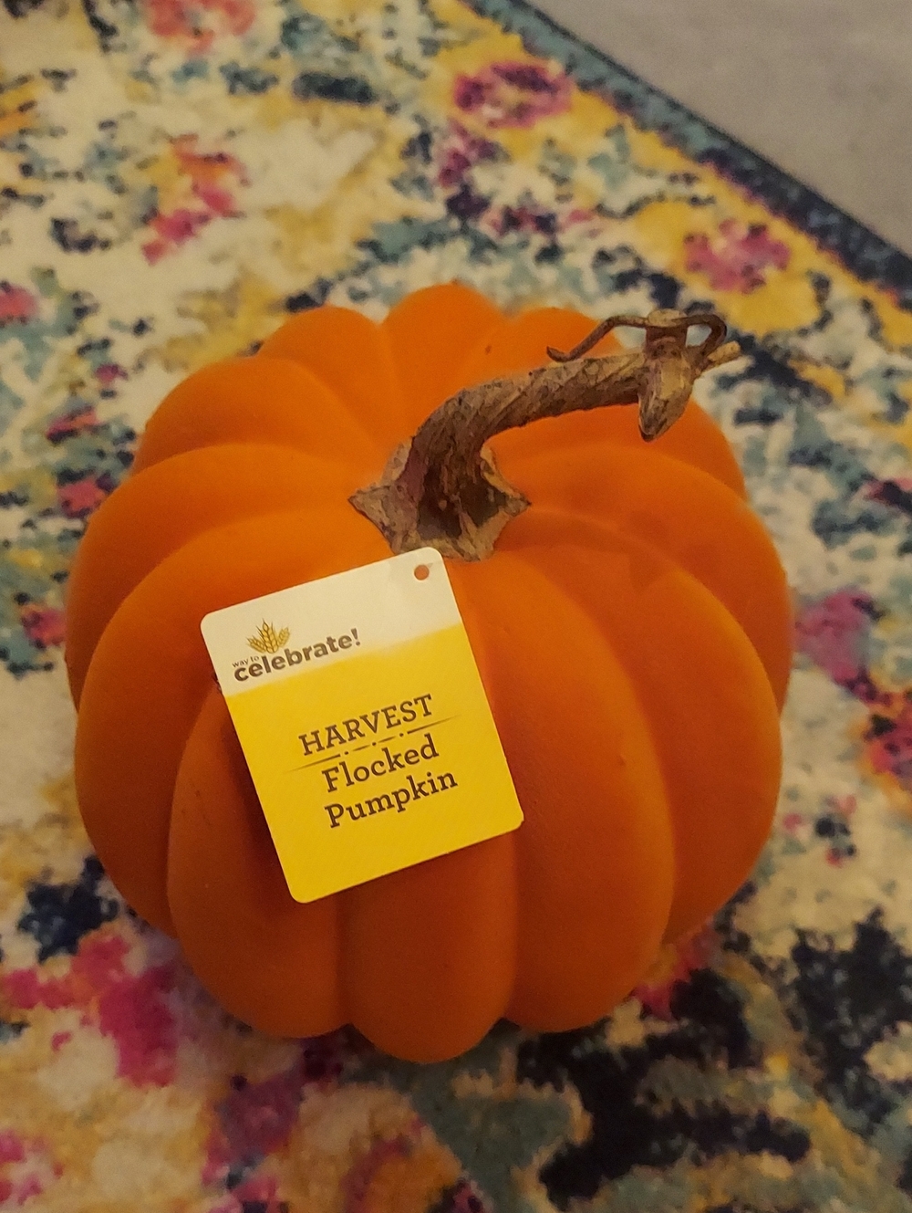 Harvest Flocked Pumpkin - Orange